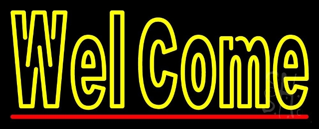 N105-3244-clear Double Stroke Welcome with Red Underline Clear Backing Neon Sign, 13 x 1 x 32 in.