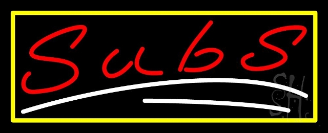 N105-3280-clear Red Subs with White Line & Yellow Border Clear Backing Neon Sign, 13 x 1 x 32 in.