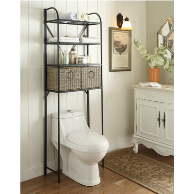 Picture of 4D Concepts 603121 Windsor Spacesave with Baskets&#44; Black Metal - Slate & Weave