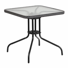 Picture of Flash Furniture TLH-073R-GY-GG 28 in. Square Tempered Glass Metal Table with Rattan Edging, Gray
