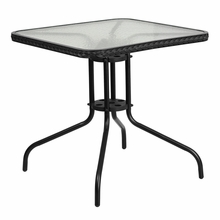 Picture of Flash Furniture TLH-073R-BK-GG 28 in. Square Tempered Glass Metal Table with Rattan Edging, Black