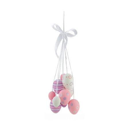 Picture of Gordon 32013878 17 in. Pastel Pink, Purple & White Floral Striped Spring Easter Egg Cluster Hanging Decoration