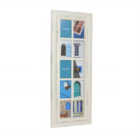 Gordon 32013873 35 in. Distressed Eggshell White Photo Picture Frame Collage Wall Decoration