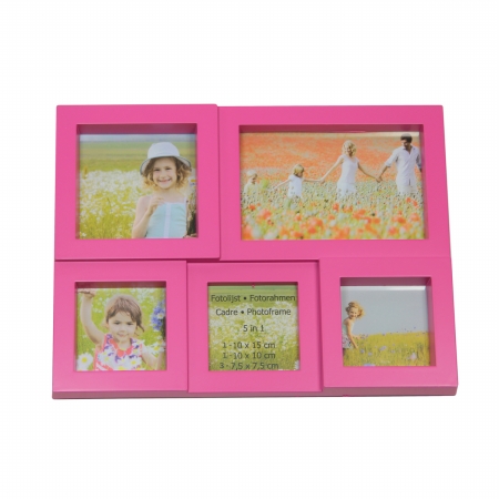 Gordon 11.5 in. Pink Multi Sized Puzzled Photo Picture Frame Collage Wall Decoration