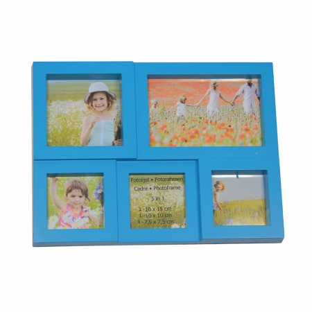 Gordon 32013904 11.5 in. Blue Multi Sized Puzzled Photo Picture Frame Collage Wall Decoration