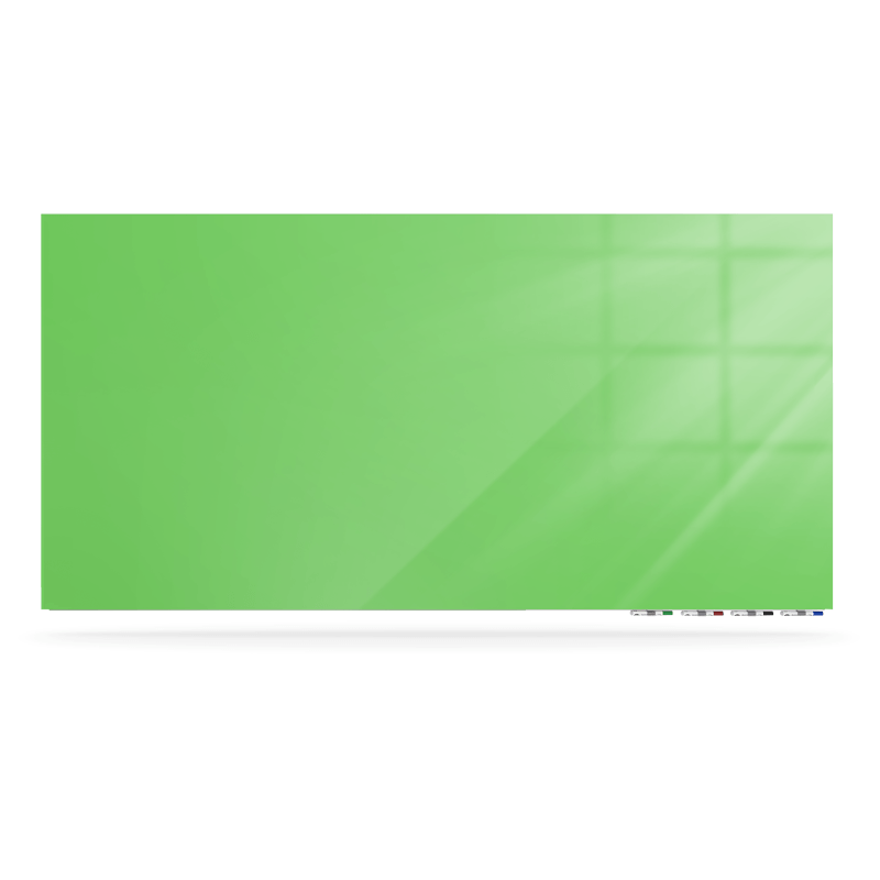 Picture of Ghent Manufacturing ARIASM32GN Aria 3 x 2 ft. Magnetic Low Profile 0.25 in. Vertical Green Glassboard with 4 Rare Earth Magnets&#44; 4 Markers & Eraser