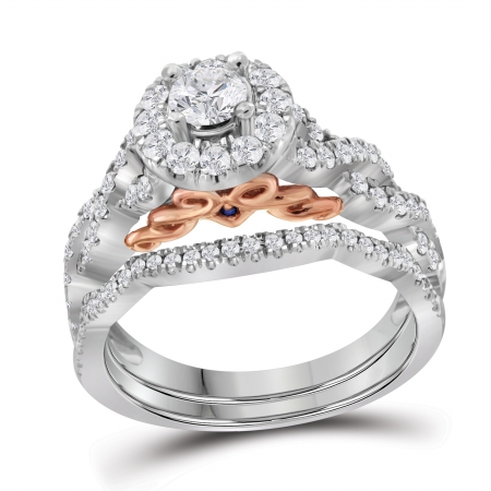 Picture of Gold N Diamonds 114804 The Ultimate Symbol of Love 1 CT Diamond 0.33 CT Center Round Bridal Ring Set, 6.55 g