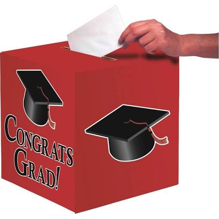 Picture of Hoffmaster Group 083311 6 by 1 Count Congratulations Graduation Party Card Box&#44; Red - Case of 6