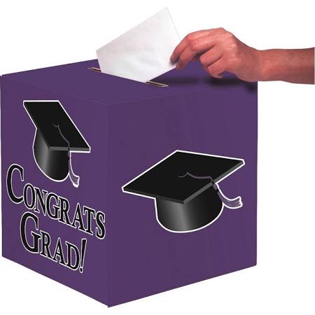 Picture of Hoffmaster Group 083317 6 by 1 Congratulations Graduation Party Card Box&#44; Purple - Case of 6
