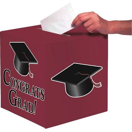 Picture of Hoffmaster Group 083318 6 by 1 Congratulations Graduation Party Card Box&#44; Burgundy - Case of 6