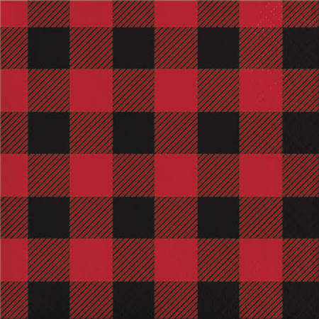 Hoffmaster Group 321822 12 by 16 Count Buffalo Plaid 2 Ply Beverage Napkins - Case of 12