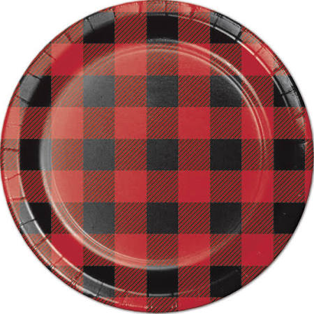 Hoffmaster Group 321824 7 in. 12 by 8 Count Buffalo Plaid Dessert Plates - Case of 12