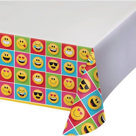 Hoffmaster Group 322175 54 x 102 in. 6 by 1 Count Show Your Emojions Plastic Table Cover - Case of 6
