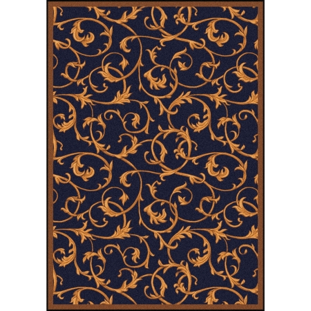 1744C-04 Any Day Matinee Acanthus Rectangle Theater Area Rugs  04 Navy - 5 ft. 4 in. x 7 ft. 8 in.