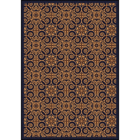 Any Day Matinee Antique Scroll Rectangle Theater Area Rugs  04 Navy - 3 ft. 10 in. x 5 ft. 4 in.
