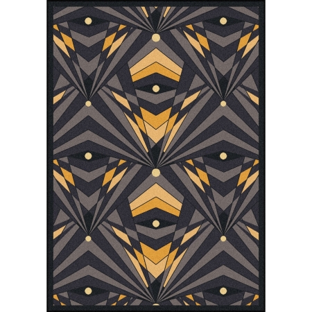 Any Day Matinee Deco Strobe Rectangle Theater Area Rugs  03 Charcoal - 3 ft. 10 in. x 5 ft. 4 in.