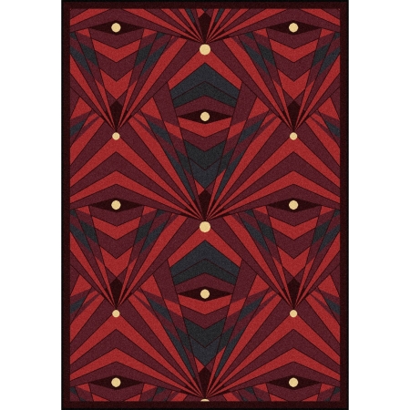 1756C-02 Any Day Matinee Deco Strobe Rectangle Theater Area Rugs 02 Burgundy - 5 ft. 4 in. x 7 ft. 8 in.