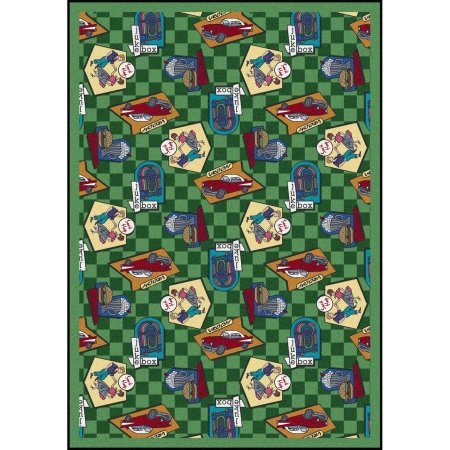Picture of Joy Carpets 1461B-02 Kaleidoscope Fabulous Fifties Rectangle Whimsical Area Rugs  02 Green - 3 ft. 10 in. x 5 ft. 4 in.