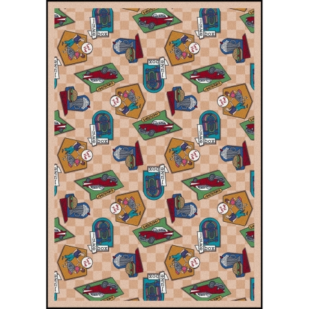 Picture of Joy Carpets 1461B-04 Kaleidoscope Fabulous Fifties Rectangle Whimsical Area Rugs  04 Beige - 3 ft. 10 in. x 5 ft. 4 in.