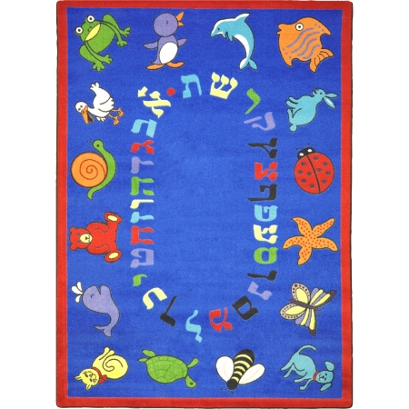 1566C-01 Kid Essentials ABC Animals Early Childhood Rectangle Rugs  01 Blue - 5 ft. 4 in. x 7 ft. 8 in -  Joy Carpets