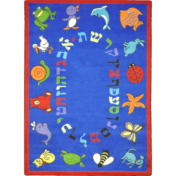 1566DD-01 Kid Essentials ABC Animals Early Childhood Oval Rugs  01 Blue - 7 ft. 8 in. x 10 ft. 9 in -  Joy Carpets