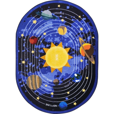 1669DD Kid Essentials Cosmic Wonders Geography & Environment Oval Rugs  Black - 7 ft. 8 in. x 10 ft. 9 in -  Joy Carpets