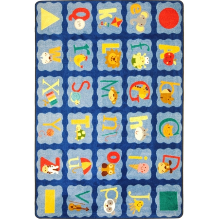 1628B Kid Essentials Alphabet Blues Infants & Toddlers Rectangle Rugs  Multi Color - 3 ft. 10 in. x 5 ft. 4 in -  Joy Carpets
