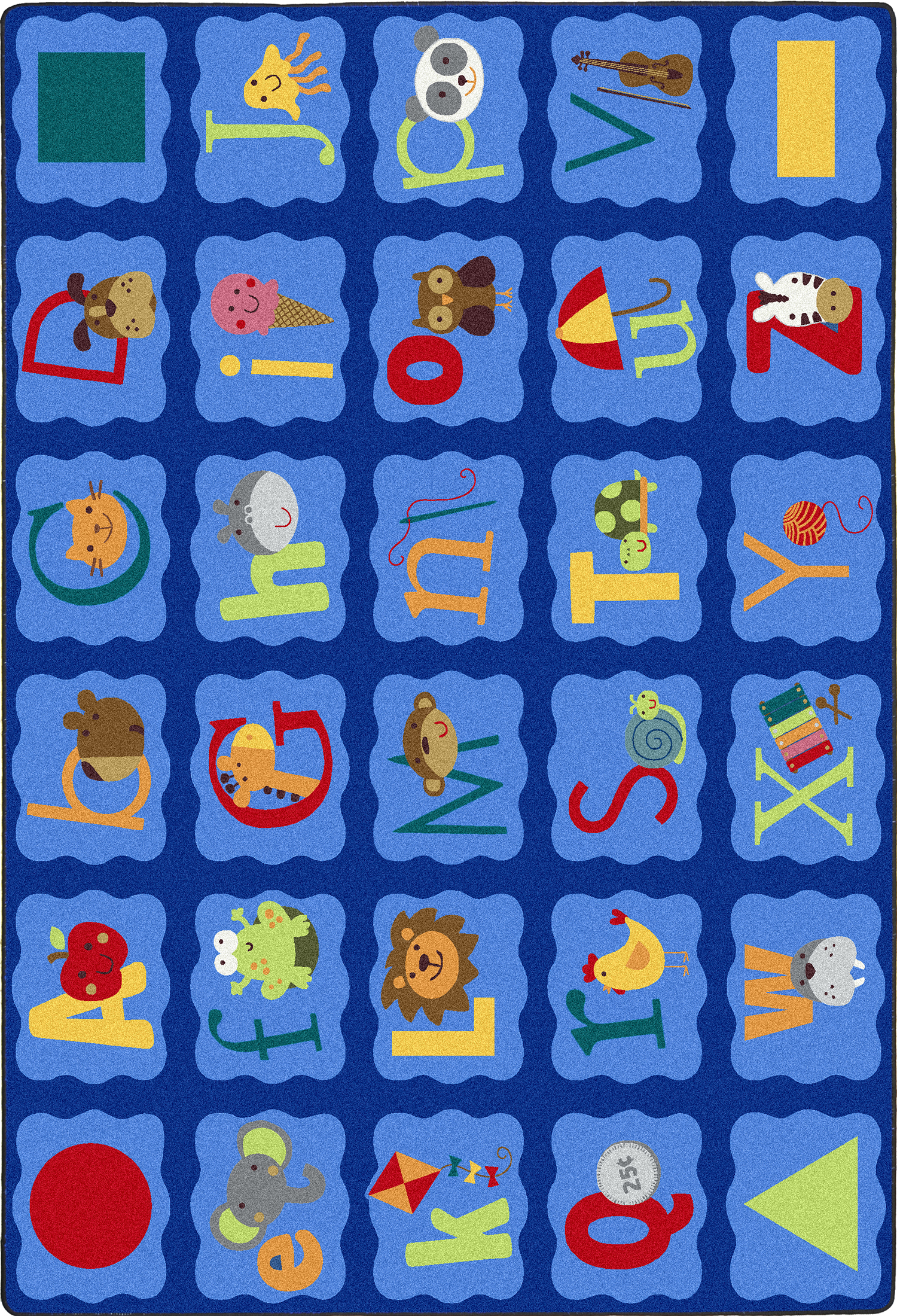 Kid Essentials Alphabet Blues Infants & Toddlers Rectangle Rugs  Multi Color - 7 ft. 8 in. x 10 ft. 9 in.