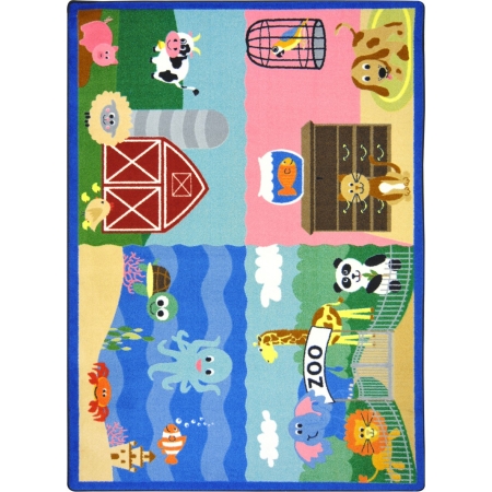 1714C Kid Essentials Animals All Around Infants & Toddlers Rectangle Rugs  Multi Color - 5 ft. 4 in. x 7 ft. 8 in.