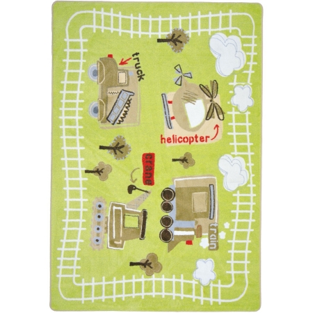 1661D Kid Essentials Big Machines Infants & Toddlers Rectangle Rugs  Multi Color - 7 ft. 8 in. x 10 ft. 9 in.