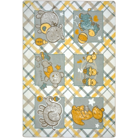 1659B Kid Essentials Cozy Creatures Infants & Toddlers Rectangle Rugs  Multi Color - 3 ft. 10 in. x 5 ft. 4 in.