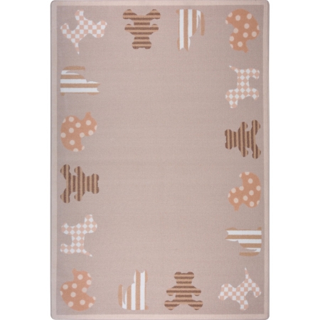 1743B-01 Kid Essentials Frisky Friends Infants & Toddlers Rectangle Rugs  01 Beige - 3 ft. 10 in. x 5 ft. 4 in.