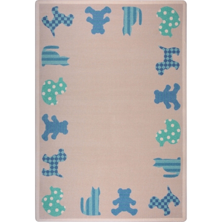 1743B-02 Kid Essentials Frisky Friends Infants & Toddlers Rectangle Rugs  02 Blue - 3 ft. 10 in. x 5 ft. 4 in.