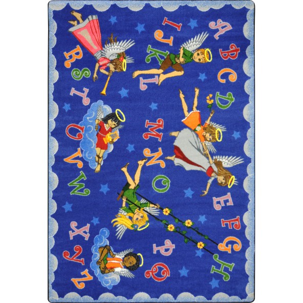 Kid Essentials Angel Alphabet Oval Inspirational Area Rugs Multi Color - 7 ft. 8 in. x 10 ft. 9 in.