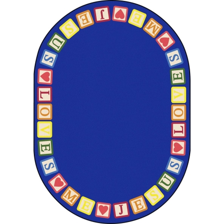 1651BB Kid Essentials Blocks of Love Oval Inspirational Area Rugs  Multi Color - 3 ft. 10 in. x 5 ft. 4 in.