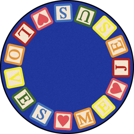 1651H Kid Essentials Blocks of Love Round Inspirational Area Rugs Multi Color - 5 ft. 4 in.