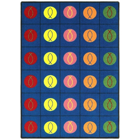 1497D Kid Essentials Circles & Symbols Rectangle Inspirational Area Rugs  Multi Color - 7 ft. 8 in. x 10 ft. 9 in.