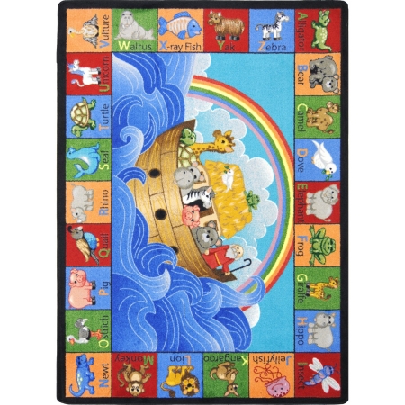 1610B Kid Essentials Noahs Alphabet Animals Rectangle Inspirational Area Rugs  Multi Color - 3 ft. 10 in. x 5 ft. 4 in.