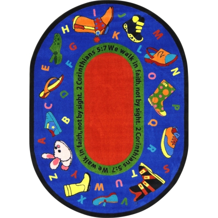 1608BB Kid Essentials Walk In Faith Oval Inspirational Area Rugs  Multi Color - 3 ft. 10 in. x 5 ft. 4 in.