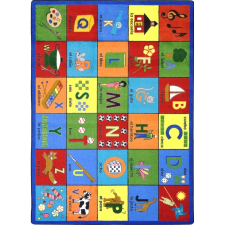 Kid Essentials Bilingual Phonics Language & Literacy Rectangle Rugs  Multi Color - 7 ft. 8 in. x 10 ft. 9 in.
