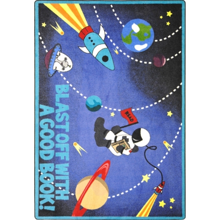 1673D Kid Essentials Blast Off with a Good Book Language & Literacy Rectangle Rugs Multi Color - 7 ft. 8 in. x 10 ft. 9 in.