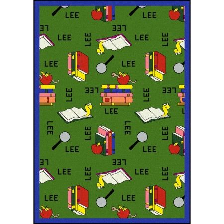 1564C-02 Kid Essentials Bookworm Language & Literacy Rectangle Rugs 02 Green - 5 ft. 4 in. x 7 ft. 8 in.
