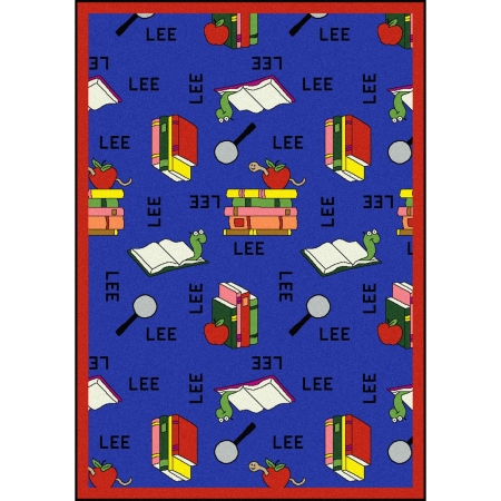 1564D-01 Kid Essentials Bookworm Language & Literacy Rectangle Rugs  01 Blue - 7 ft. 8 in. x 10 ft. 9 in.