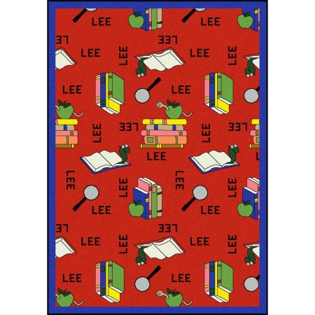 1564D-03 Kid Essentials Bookworm Language & Literacy Rectangle Rugs  03 Red - 7 ft. 8 in. x 10 ft. 9 in.