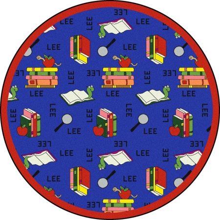 Kid Essentials Bookworm Language & Literacy Round Rugs 01 Blue - 7 ft. 7 in.