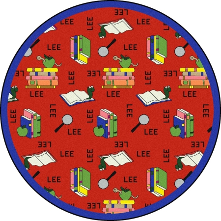 Kid Essentials Bookworm Language & Literacy Round Rugs  03 Red - 7 ft. 7 in.