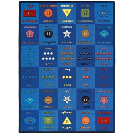 Kid Essentials Button Button Language & Literacy Rectangle Rugs Multi Color - 7 ft. 8 in. x 10 ft. 9 in.