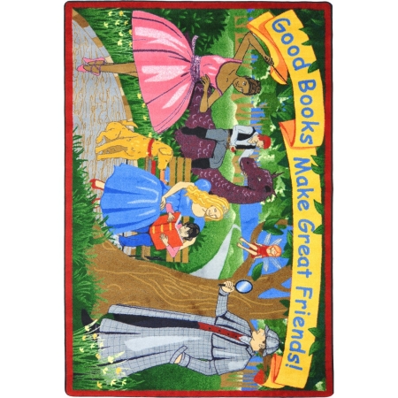 Kid Essentials Good Books Make Great Friends Language & Literacy Rectangle Rugs Multi Color - 5 ft. 4 in. x 7 ft. 8 in.