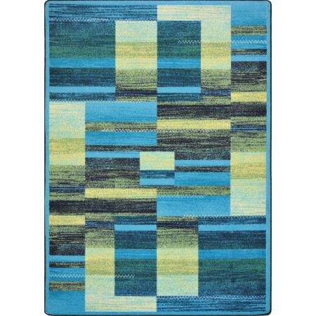 1699C-01 Kid Essentials Boomblox Rectangle Teen Area Rugs  01 Teal - 5 ft. 4 in. x 7 ft. 8 in.