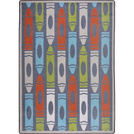 1729C-03 Playful Patterns Jumbo Crayons Rectangle Childrens Area Rugs  03 Chalkdust - 5 ft. 4 in. x 7 ft. 8 in.
